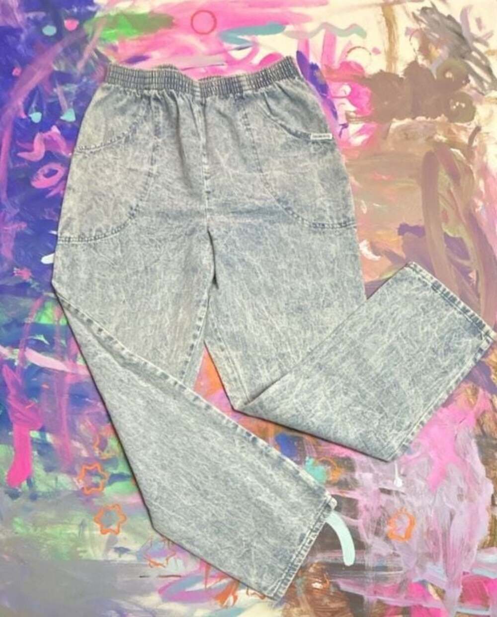 Vintage 80s Cascade Blues Acid Wash Pull-On Denim Jeans